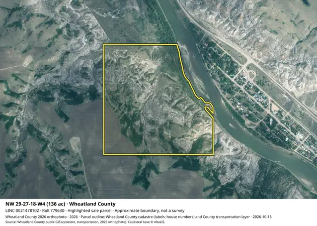 Aerial view for Rural property in Wheatland County, Wheatland County