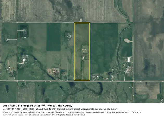 Aerial view for Rural property in Wheatland County, Wheatland County