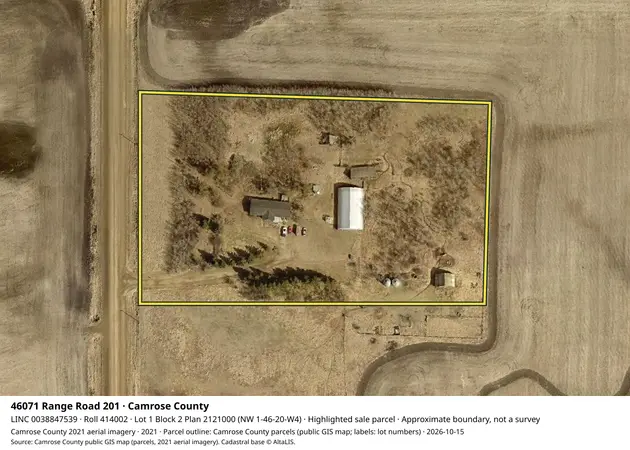 Aerial view for Rural property in Camrose County, Camrose County