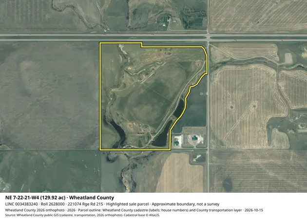 Aerial view for Rural property in Wheatland County, Wheatland County