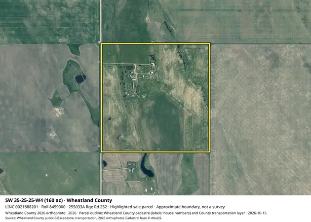 Aerial view for Rural property in Wheatland County, Wheatland County