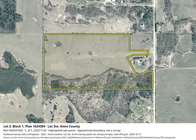 Aerial view for Rural property in Lac Ste. Anne County, Lac Ste. Anne County