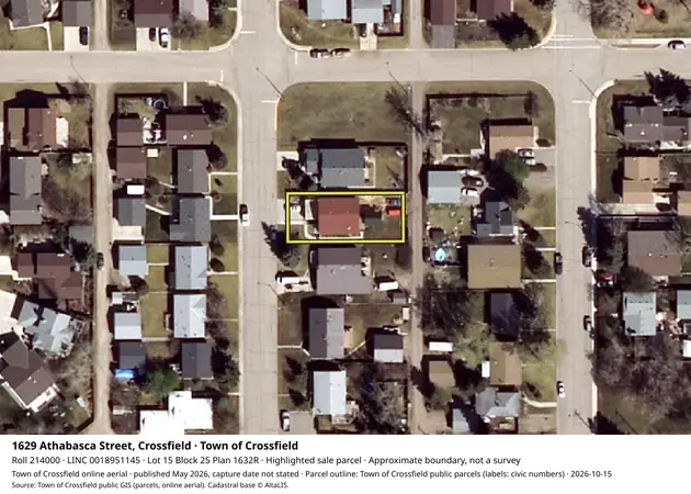 Aerial view for Residential property in Town of Crossfield, Town of Crossfield
