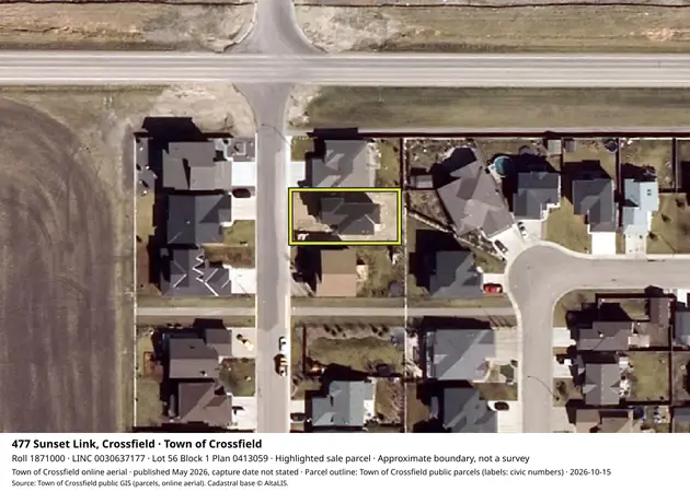 Aerial view for Residential property in Town of Crossfield, Town of Crossfield