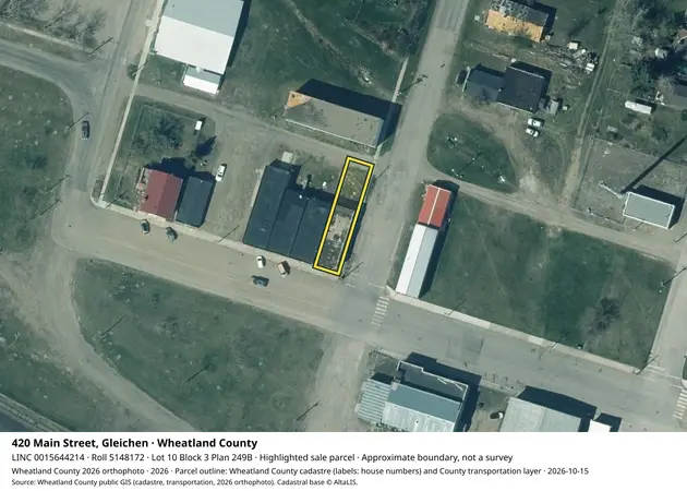 Aerial view for Commercial property in Wheatland County, Wheatland County