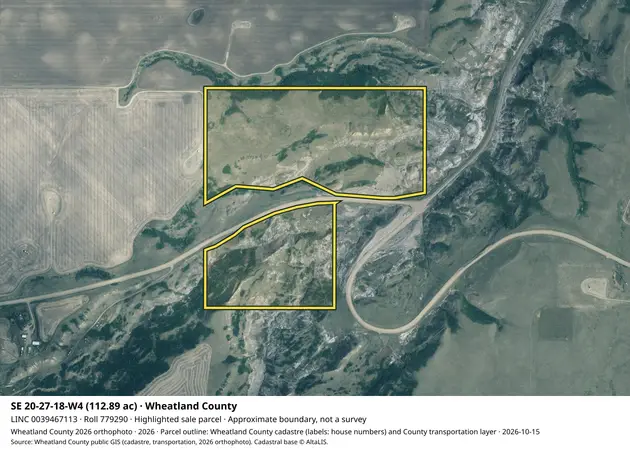 Aerial view for Rural property in Wheatland County, Wheatland County